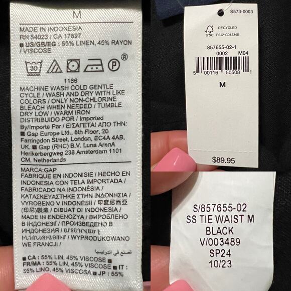 NWT‎ Gap Women’s Black Linen Blend Midi Dress Size Medium - Picture 10 of 11